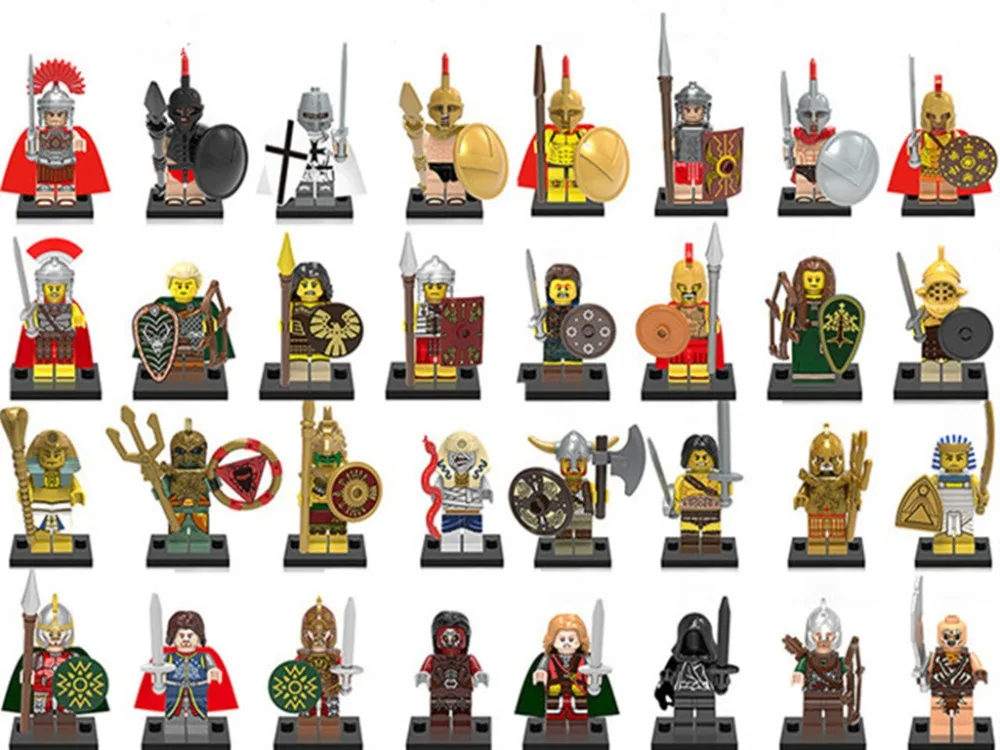 

haogaole Hero of Sparta With Plastic Cape Medieval Knights Centurion Crusader Rome Commander Building Blocks Kids Toys