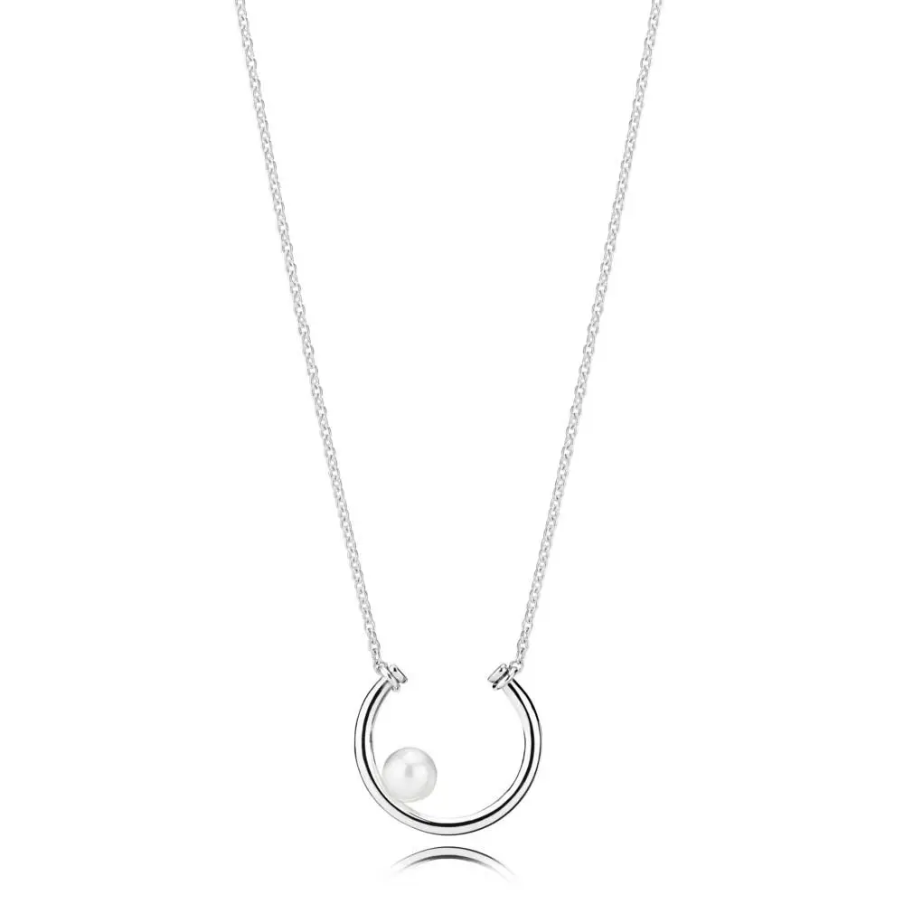 

2018 Winter Authentic 925 Sterling Silver Original Contemporary Pearl Pandora Necklace For Women Bead Charm Gift DIY Jewelry