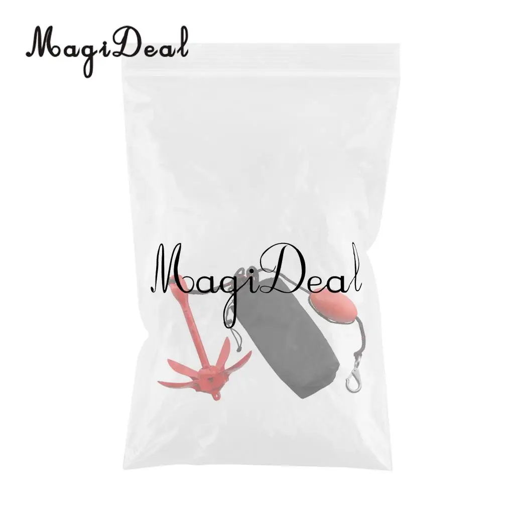 MagiDeal Heavy Duty Folding 1.5kg Anchor Buoy Kit for Inflatable Boat Canoe Kayak Sailboat Fishing Jet Ski Raft Supplies Red