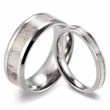 SHARDON 2016 nouveaux Couples Antler Anneau De mariage Biseauté Titanium Sauvage Antler Inlay Anneaux (2 pcs) De Mode amoureux anneaux Bijoux