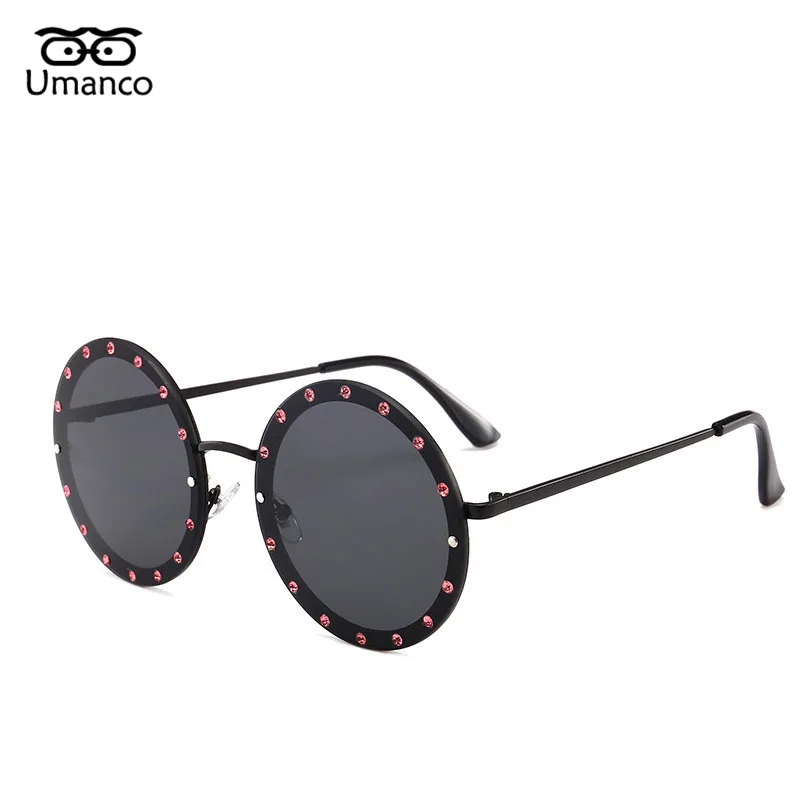 Umanco Ретро стильные круглые стимпанк Солнцезащитные очки для женщин и мужчин винтажные металлические солнцезащитные очки очаровательные хрустальные стразы