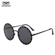 Umanco Ретро стильные круглые стимпанк Солнцезащитные очки для женщин и мужчин винтажные металлические солнцезащитные очки очаровательные хрустальные стразы