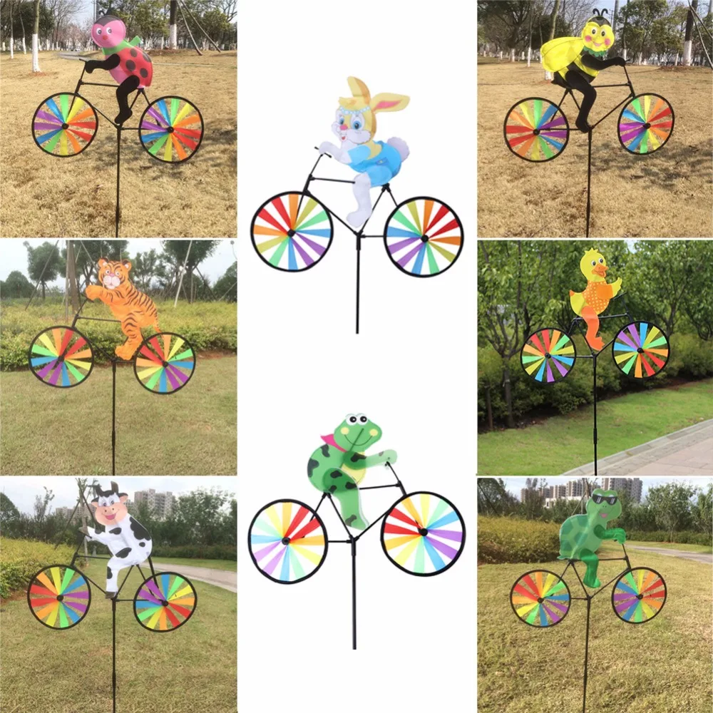 JAGETRADE Herramientas de jard/ín Lindo 3D Animal en Bicicleta Molino de Viento Whirligig Jard/ín Patio Decoraci/ón del jard/ín Wind Spinner Tortoise