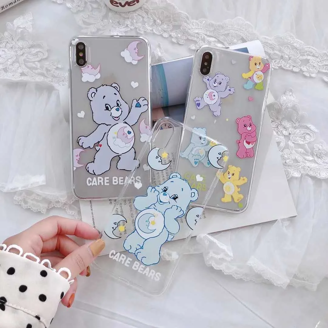 

Korean version of the Rainbow Moon Bear mobile phone case for iphone6 6s 7 8 plusx xs max xr candy transparent soft TPU cover