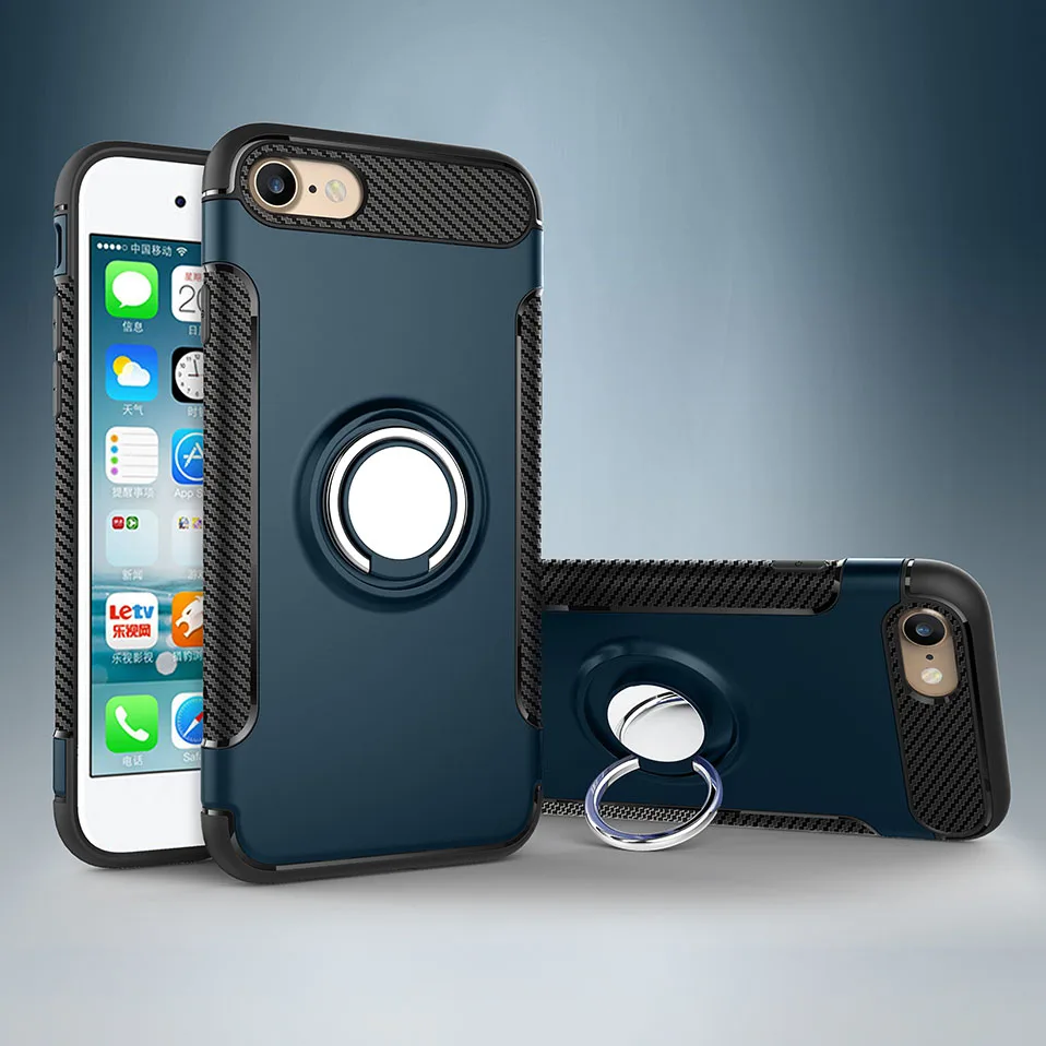 Reaoom for iPhone 7 Case Magnetic Finger Ring Holder Armor Protecion Back Coque for iPhone7 Cover Funda Soft Silicone Hard PC    (1)