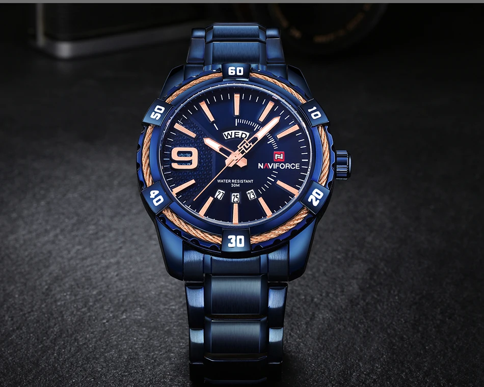 Naviforce Для мужчин Творческий Спортивные часы Полный Сталь Кварцевые наручные часы мужские модные роскошные верхней часовой бренд часы Relogio