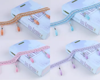 

13Meter Diamonds Bead Pendant Hanging tassel Lace Trim Ribbon For Window curtains wedding Party Decorate Apparel Sewing DIY