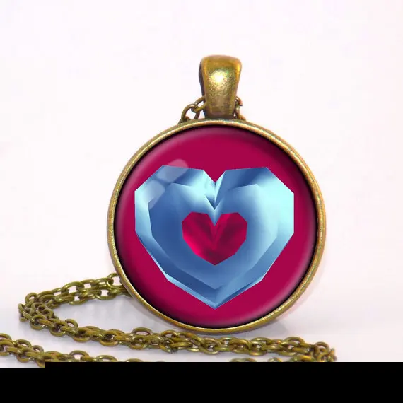 WoW World of Warcraft Alliance Glass heart Round Pendant Charm Necklace