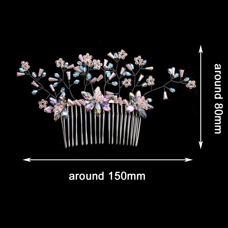Розовый, золотой, розовый головной убор для невесты, цветок, кристалл, жемчуг, свадебные гребни для волос для женщин, невесты, головной убор, аксессуары