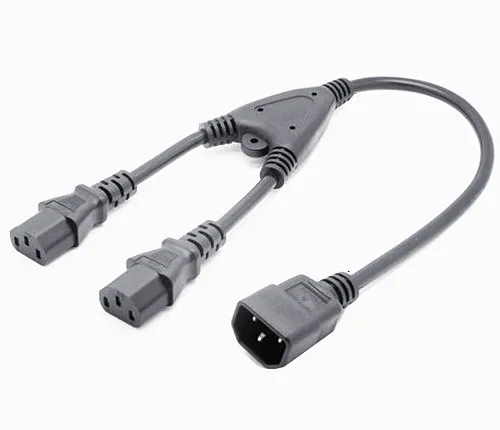 

ICE320 C12 Male to 2 x C13 Female Splitter Bifurcated Power Extension Cable UPS PDU Series Pure Copper 30cm