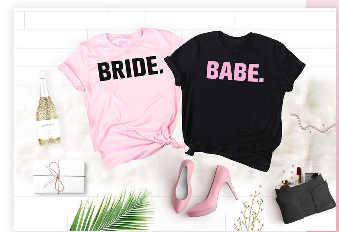 Babe BRIDE t-shirt Tumblr addio al nubilato proposta damigella d'onore  festa nuziale Tee Stlish Grunge Graphic Pink Bacheloret t shirt