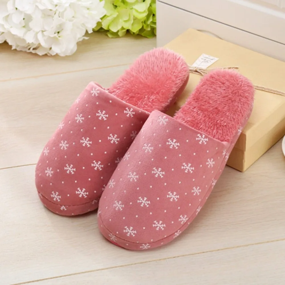 Outad Snow Flowers Winter Home Warm Comfortable Anti-skid Soft Indoor Women Slippers For Ladies Shoes