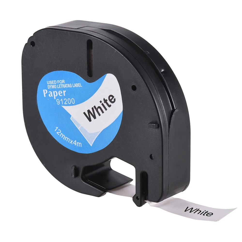 

Label Tape 91200 Self-Adhesive Refills Black Print on White Paper 1/2 Inch * 13 Feet 12mm * 4m for DYMO LT-100H Label Maker