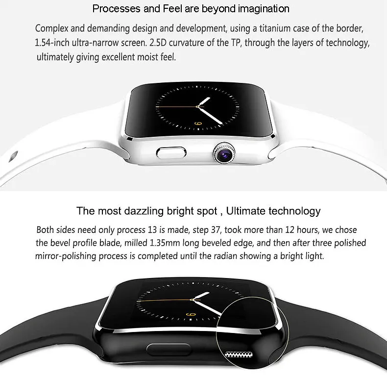 X6 Смарт сенсорный экран Поддержка SIM TF карта Bluetooth музыкальная Камера многофункциональные X6 умные часы мужские reloj inteligente