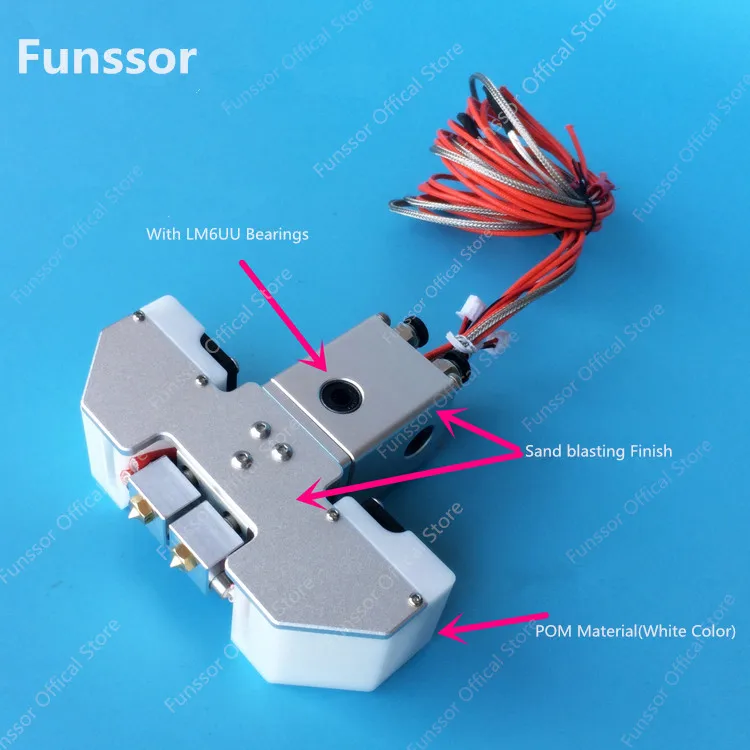 

Funssor UM2+3D printer Chimera 2 in 2 out Extruder kit K Type thermocouple 0.4MM nozzle