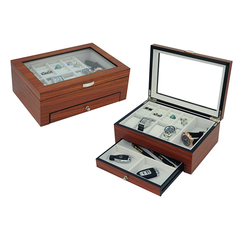 

SONNY Watch Box for Women - 8 Slots Luxury Wooden Watch Display Box Case with Two in One Large Organizer