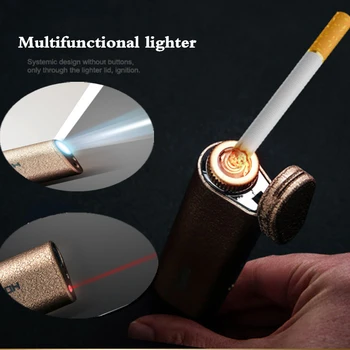 

LED Flashlight Cigarette Lighter USB Electric Metal Lighters Windproof Pulsed Electronic Tungsten Arc Lighter Plasma Men Gifts