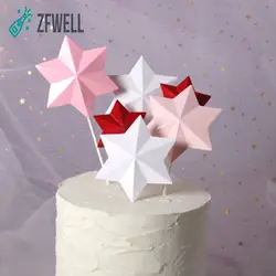 ZFWELL 6 шт./лот/партия, многоцветные украшения для торта, открытка с пентаграммой на день рождения, плакат для свадебного вечерние фестиваля