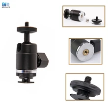Biosafe Aluminum Mini Tripod Heads Metal Hot Shoe Camera Stand LED Bracket Holder 360 Degree Rotation Ball Type Tripod Heads