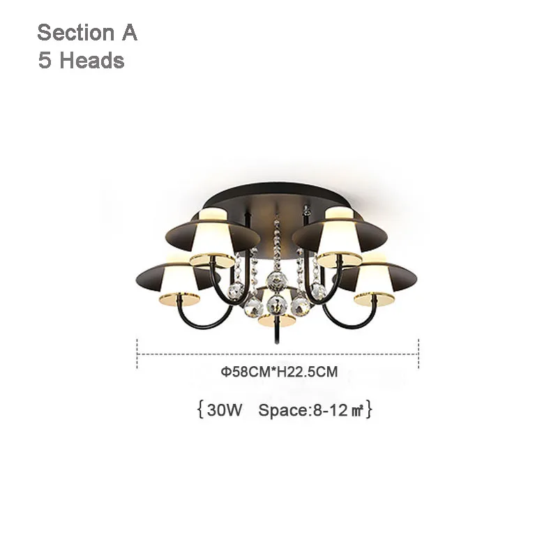 Светодиодный Люстра потолочная лампа хрустальная лампа Современная минималистская атмосфера светодиодный светильник для гостиной столовой спальни - Цвет корпуса: Section A