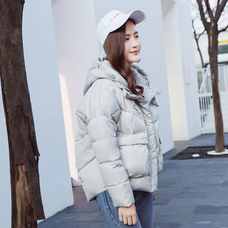 Stand Collar Winter Jacket Women Hooded With Two Pockets Female Coat Basic Jacket Cotton Padded Jaqueta Feminina Inverno Stand Collar Winter Jacket Women Hooded With Two Pockets Female Coat Basic Jacket Cotton Padded Jaqueta Feminina Inverno