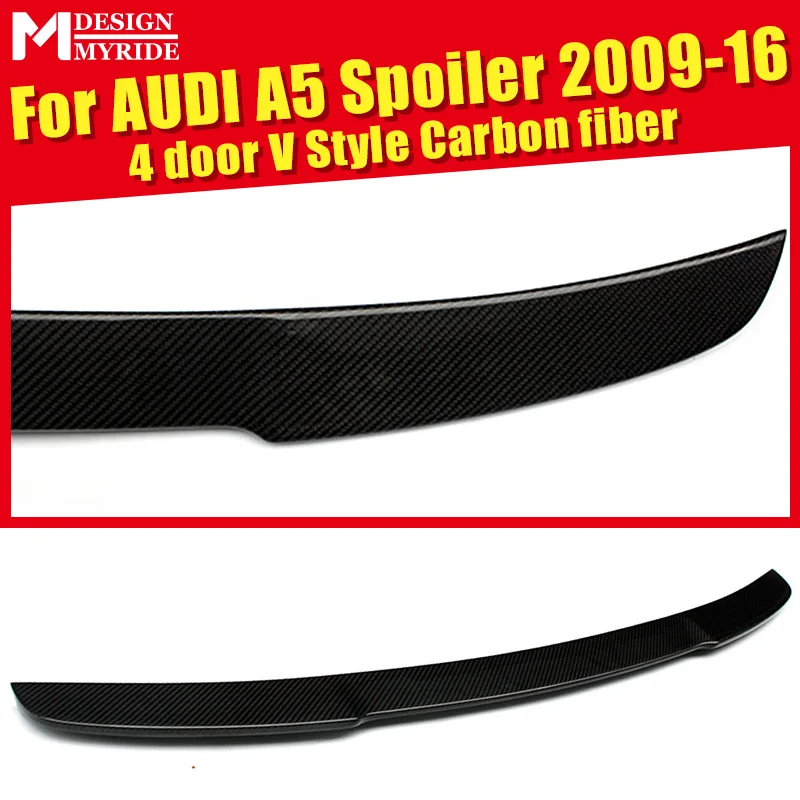 

For Audi A5 A5Q Carbon Spoiler V Style Carbon Fiber rear spoiler Rear trunk Lid Boot Lip wing A5 4-Doors car styling 09-16