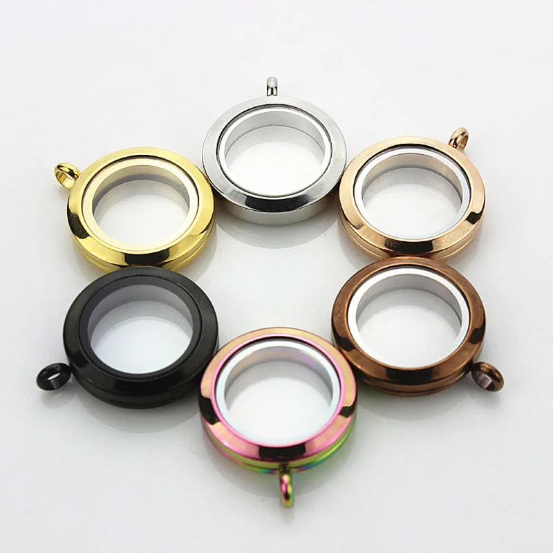 

25MM Floating Locket Mixed Stainless Steel LocketsFor Memory Charms Round Memory Charm Locket Pendant