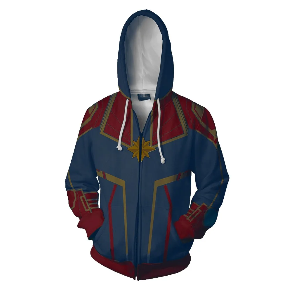 Moive Avengers Endgame Captain Marvel Carol Danvers Cosplay Costume Hoodie Avengers: Infinity War - Part II Sweatshirt Jacket