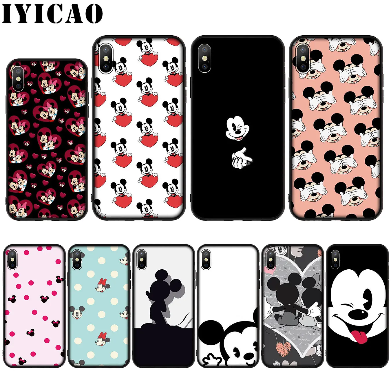 IYICAO Mickey Mouse love Silicone Soft Case for iPhone XR X XS Max 8 7 6 6S Plus 5 5S SE Cover |