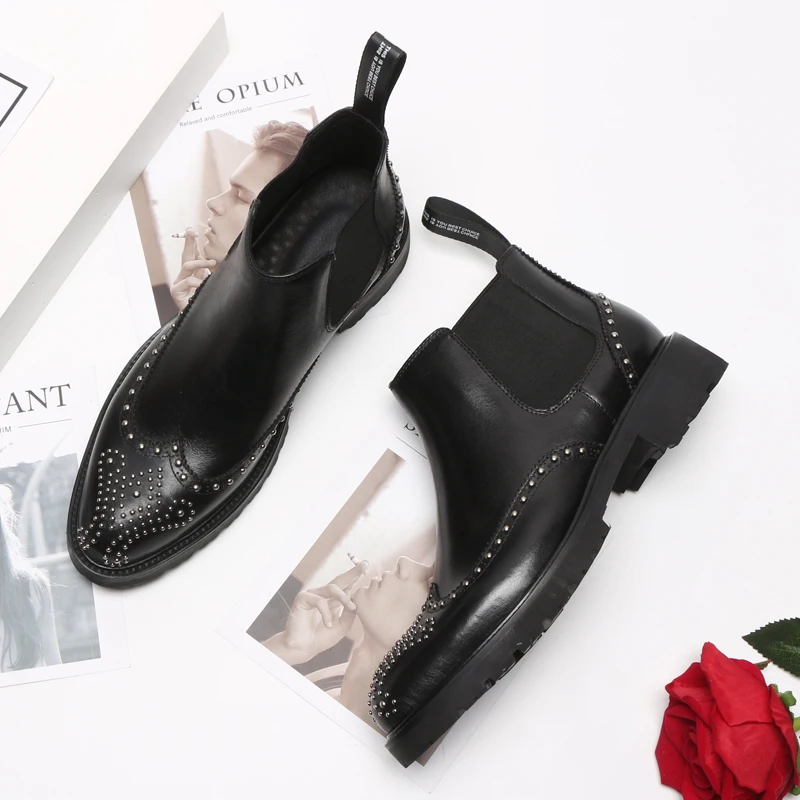 Black Martin Chelsea De Britânica Apontou Botas pure Bee rivet Vento Masculino Maré black Rebites Inverno Black qfRZwq