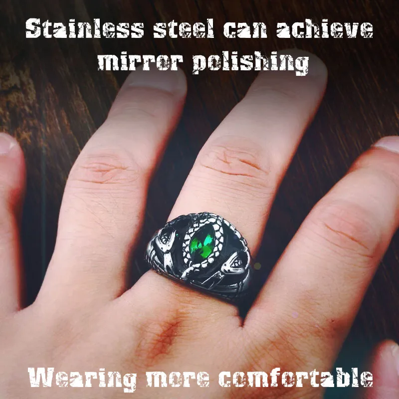 Stainless Steel Ring Finger Ring Animal Ring BEIER Aragorn II Barahir Snake Stainless Steel Men Ring Jewelry BR8-599