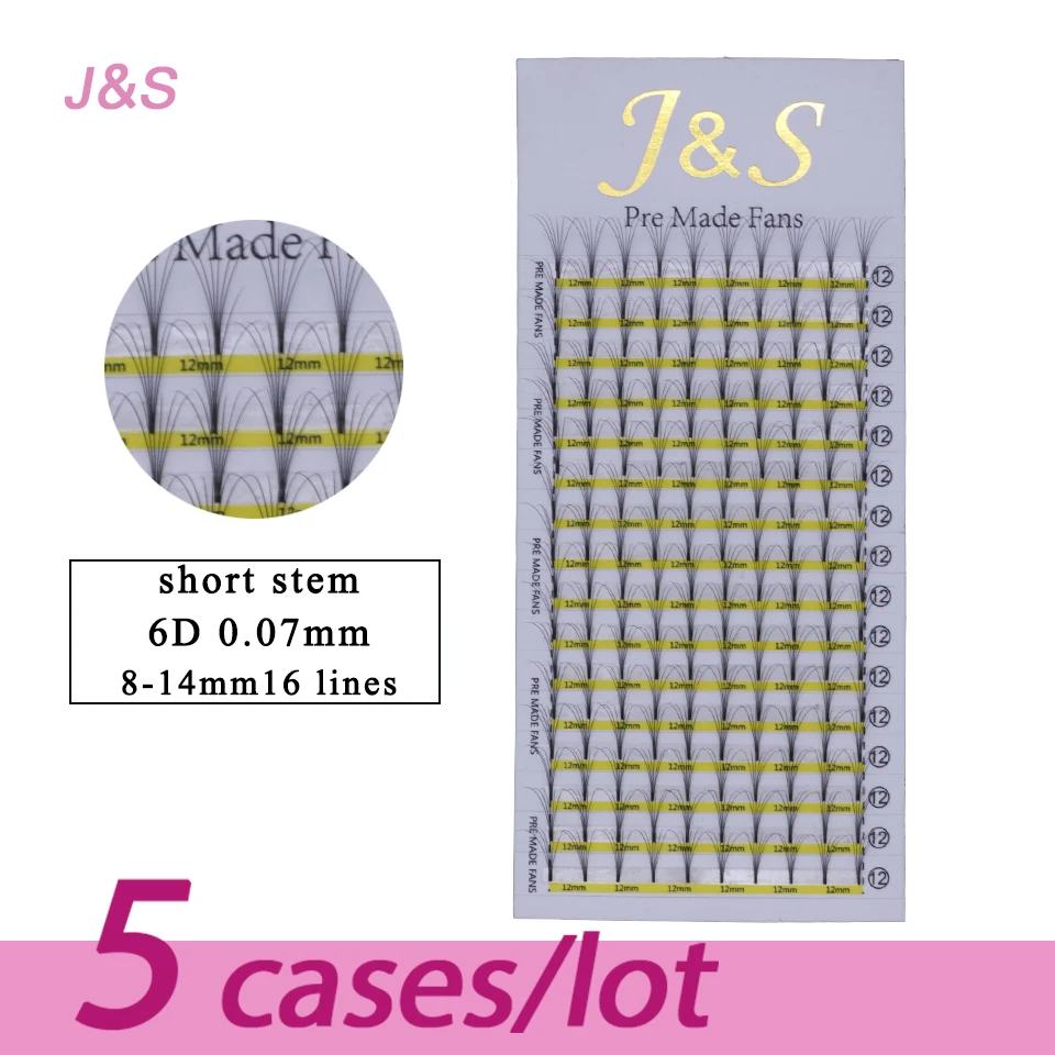 

J&S eyelashes extension 6D short root pre made Russian volume fans 5 cases false mink lash