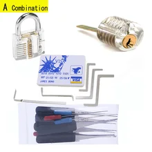 5 в 1 прозрачный замок Pratice Комбинации, 2 шт. Замки 5 шт. напряженности инструмент 10 шт. сломанной Удалить инструмент 5 шт. карты инструмент