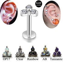 1 шт. 16 г CZ драгоценный камень циркон цветок губы кольцо ухо Tragus Бар серьги, Надеваемые На ушной хрящ шпильки пирсинг резьбовой конец Лабрет Шпильки Модные ювелирные изделия