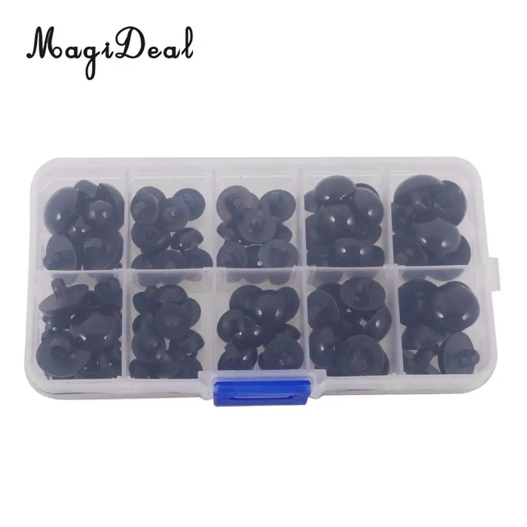 MagiDeal 100Pcs Black Mushroom Sewing Buttons for Clothes Headdress Doll Eyes Nose Card Making Craft Decorative Buttons 9-15mm