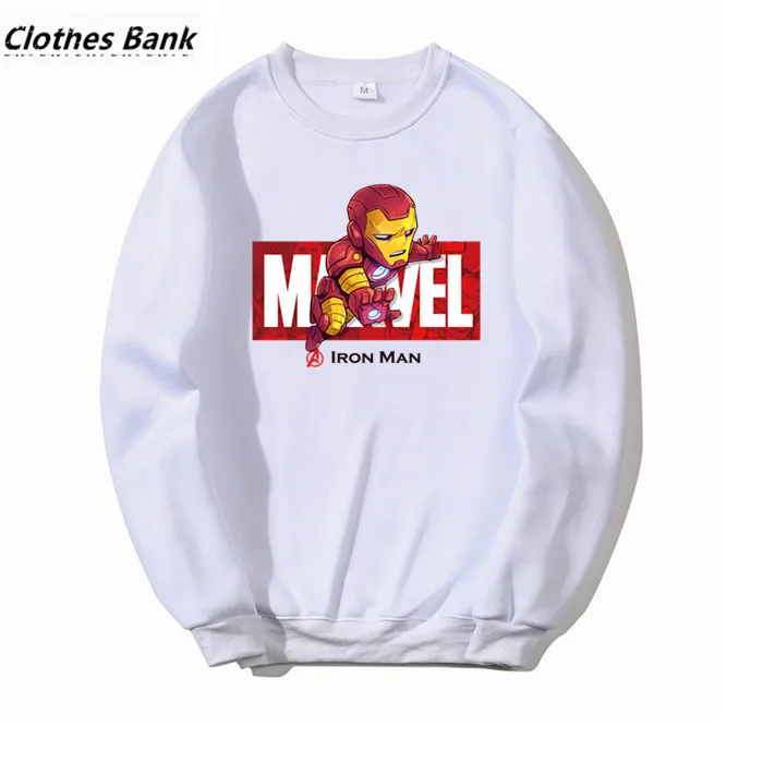Marvel из мультфильма "Железный человек" Забавный принт Kpop хип хоп Crewneck