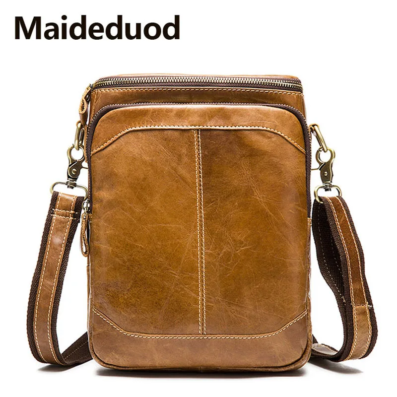 

Maideduod Men Shoulder Bag Male Genuine Leather Zipper Cowhide Flap Casual Crossbody Bags for Men Messenger Bags Men Leather Bag