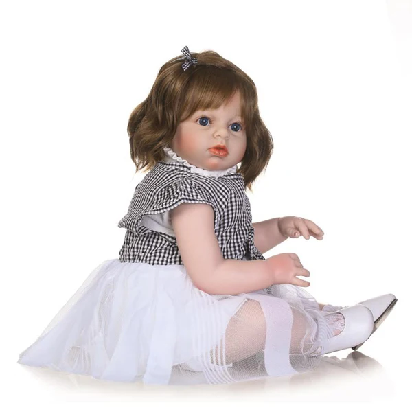 28 дюймов Мягкие силиконовые реалистичные Reborn для маленьких девочек реалистичные детские куклы bebe reborn boneca с изогнутыми волосами игрушки для детей - Цвет: doll 3
