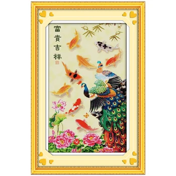 

peacock and Fish Counted Cross Stitch 11CT 14CT Cross Stitch Sets Animals Cross-stitch Kits Embroidery Needlework