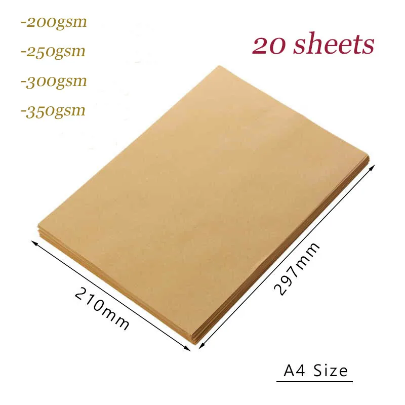 30sheets A4 Brown Kraft Paper Sheet 250gsm Diy Handmade Card Making