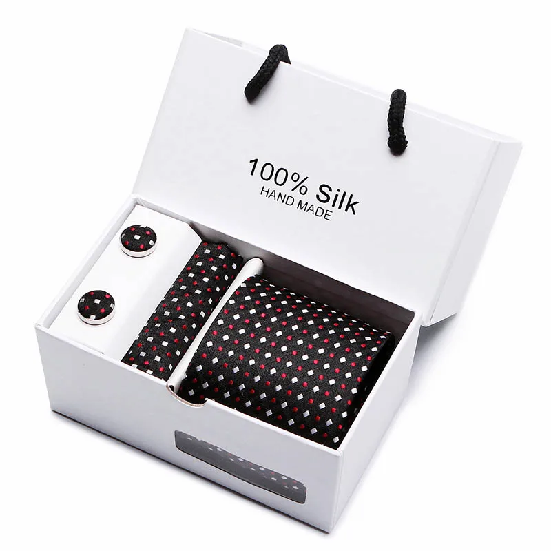 Дизайн набор галстуков с подарочной коробкой жаккардовый плетеный галстук шелковый галстук Hanky запонки наборы галстуков для свадебной вечеринки для мужчин - Цвет: SB07