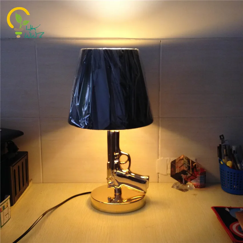 

E27 Modern Silver/Gold Electroplate Led Gun Table Lamps Bedroom Bedside Desk Reading Lighting Resin Table Lights Deco Home Light