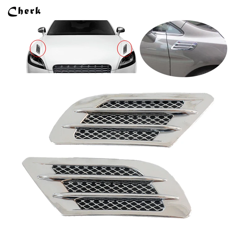 2x Black Wing Air Side Vent Trim Intake Fender Cover Duct Flow Grille
