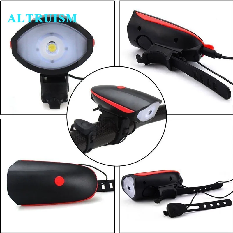 Excellent ALTRUISM Bike Light Head LED Flashlight with Bell Luces Multifunction Cycle Lamp MTB Road Cycling Headlight Bicycle Accessories 0