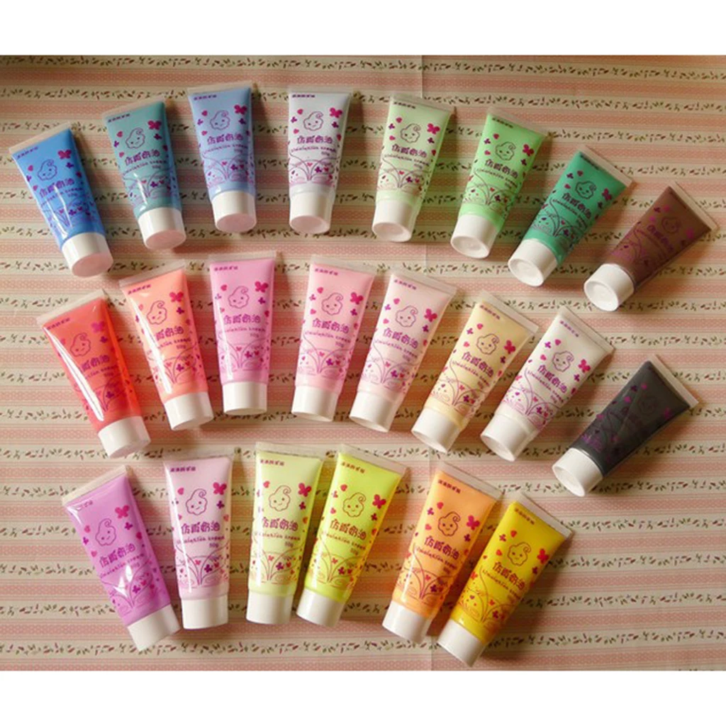 6pcs Colorful Simulation Cream Glue Gel Resin Glue for DIY Phone Case Charms Cabochons Deco Kit Stickers - 50g/Color