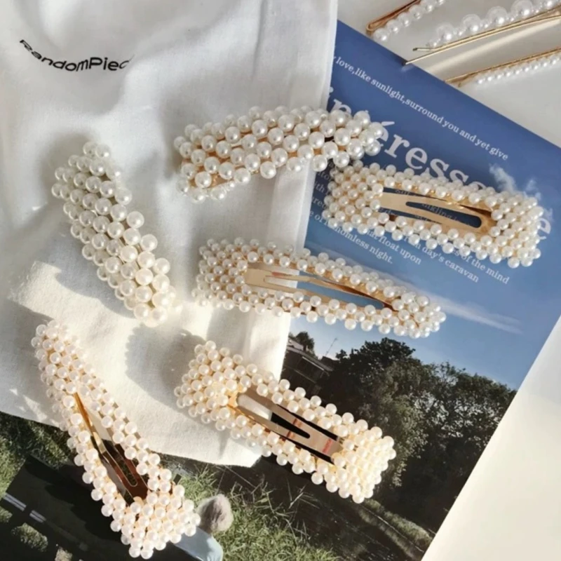 

WPCZQVZA Hot Sales Fashion Korean Hair Pins Chic Elegant Pearl Hair Clips For Women Exquisite Hair Accessories For Birthday Gift