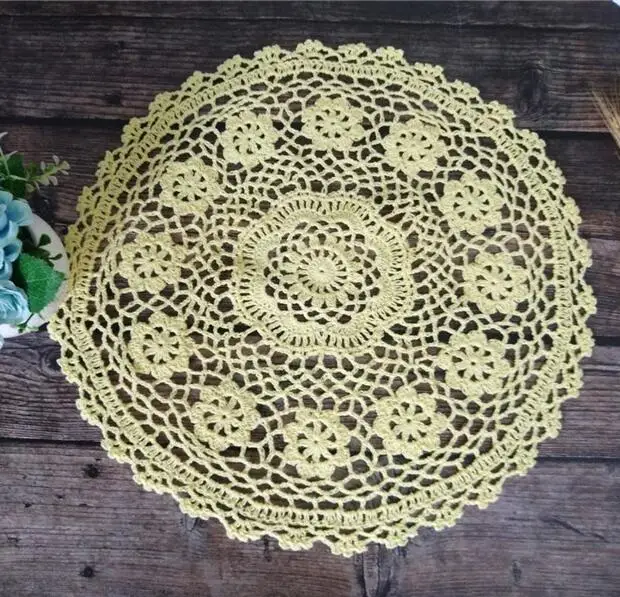 

Christmas Coaster Cup Mat Mug Pad Coasters Placemats Kitchen Table Mats Mesh Crochet Place Mat Doily Table 38cm Round Placemat