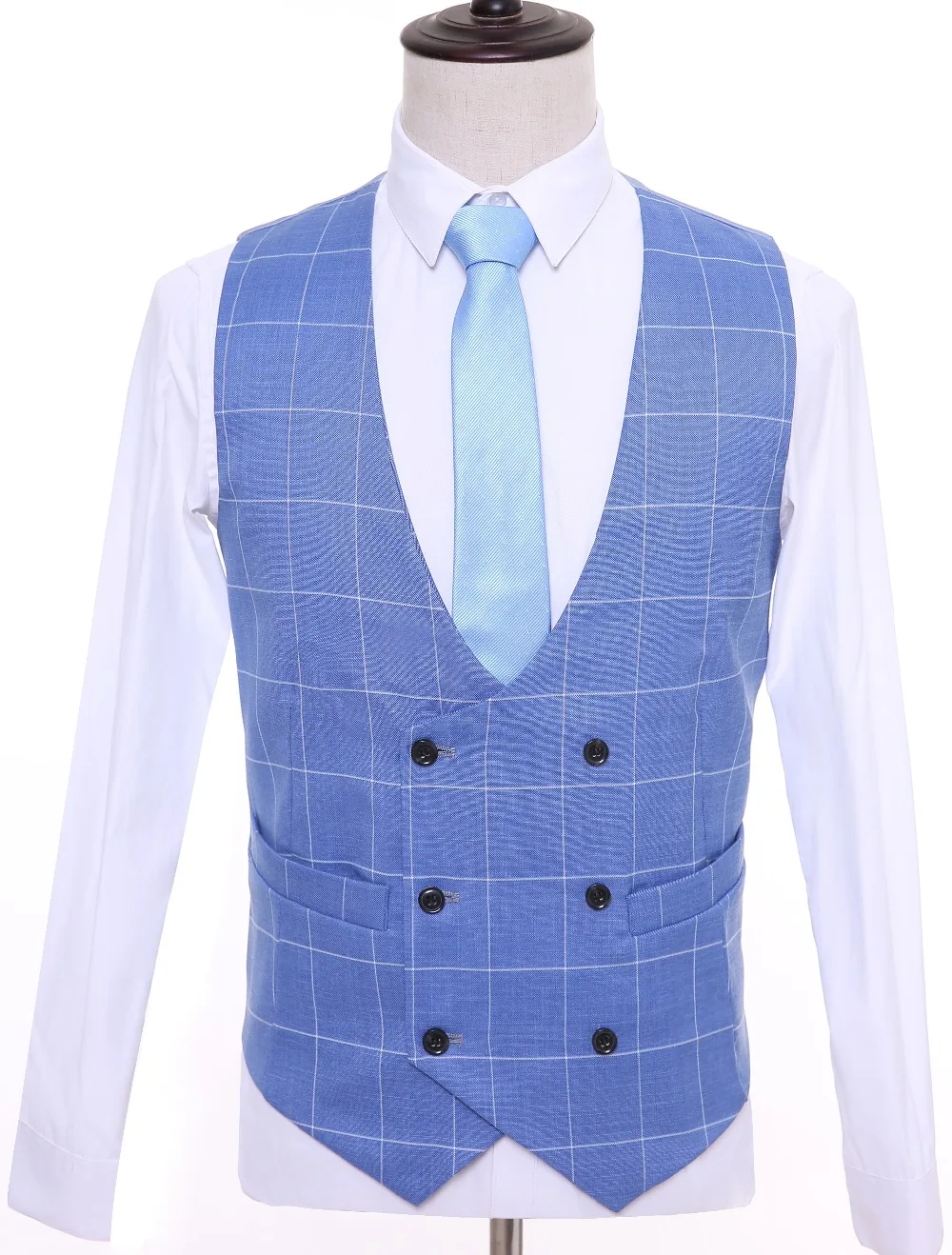 2018 Wedding Grey Plaid Men vests custom made Vintage