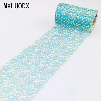 

Flower Washi Masking Paper Tape Set Light Blue Color Decorative Adhesive Tape DIY Office Stationery Decor Sticky Scrapbook 1PCS