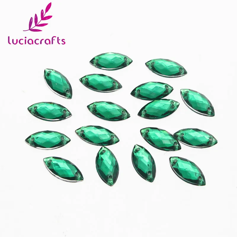 Lucia crafts 7*15 мм пришивные стразы кристалл акриловые камни две бусины с отверстиями DIY для одежды/сумки 50 шт./лот D1110